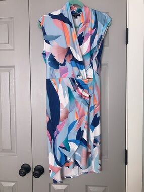 Tribal Femme Tropical Floral-Print Faux Wrap Midi Dress